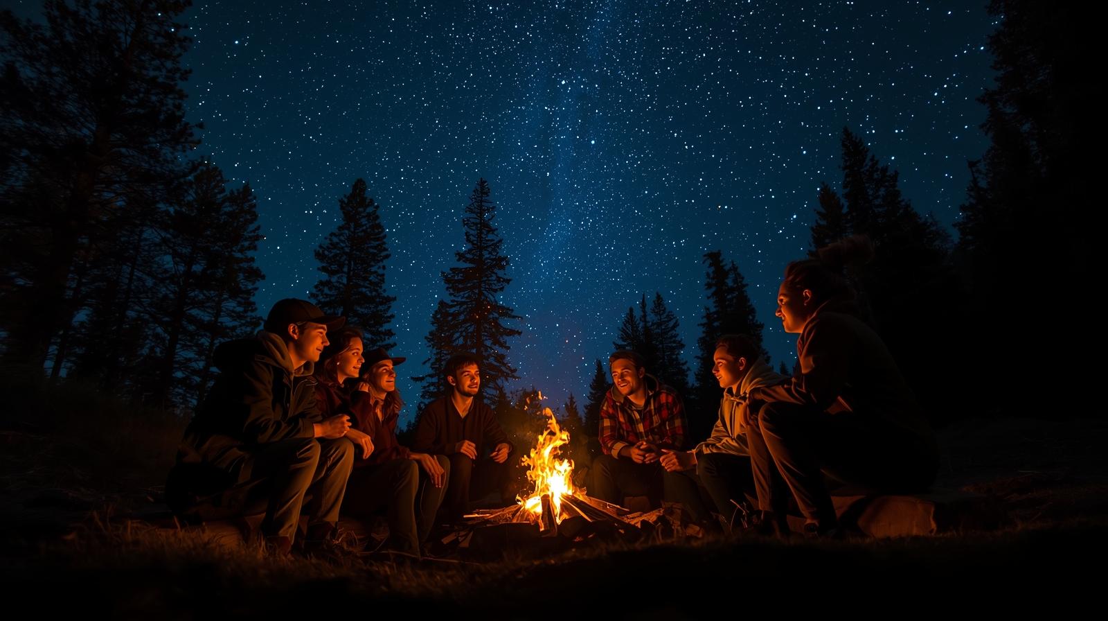 Group sitting around the campfire